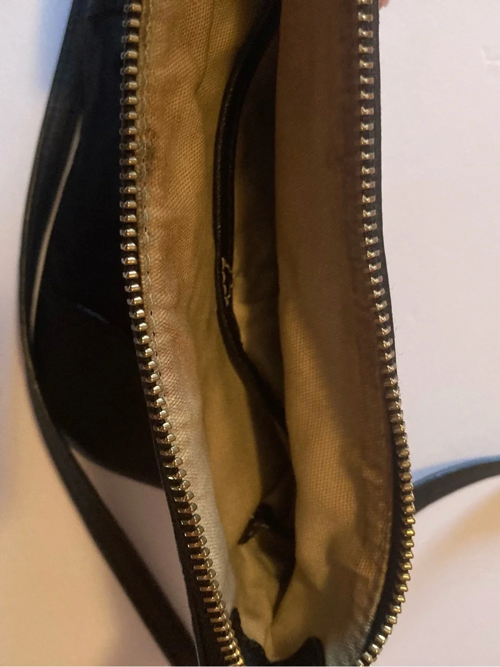 Tory Burch black Crossbody bag with leather trim,Gold hardware and Logo